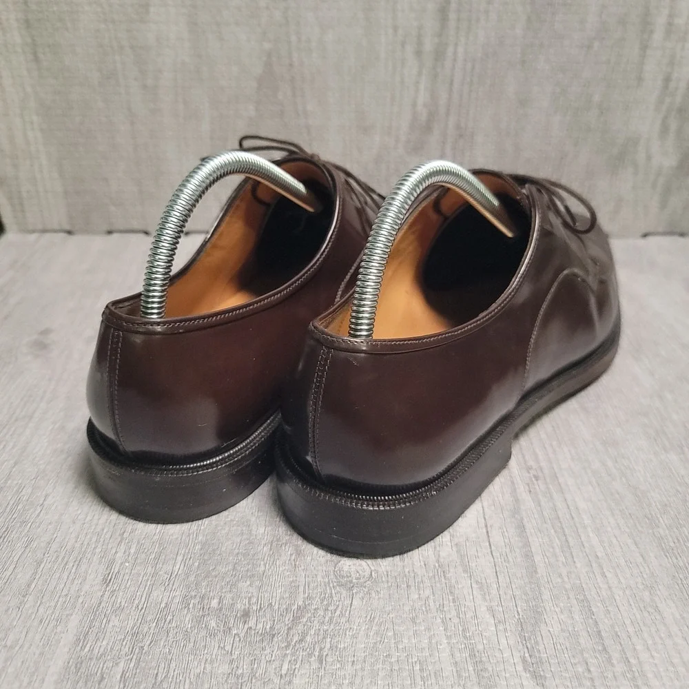 Salvatore Ferragamo Shoes Mens 9.5 D Brown Apron Toe Derby Italy UG10216